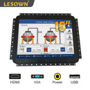 LESOWN E150-C02GBT-2 Touchscreen 15 Inch Embedded Display 1024x768 IPS IP65 Screen with 10 Points Touch Display with VGA/HDMI/Audio/USB(touch)