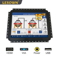 LESOWN E150-C02GBT-2 Touchscreen 15 Inch Embedded Display 1024x768 IPS IP65 Screen with 10 Points Touch Display with VGA/HDMI/Audio/USB(touch)