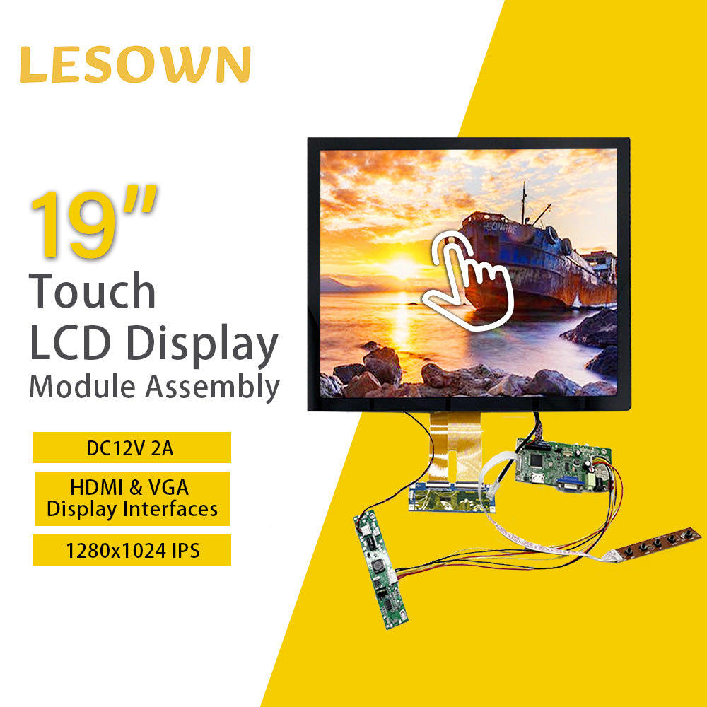 LESOWN M190-A01T Touch Wide Screen 19 inch HDMI VGA Interface 1280x1024 IPS LCD Panel LVDS 30PIN Display External Secondary Module