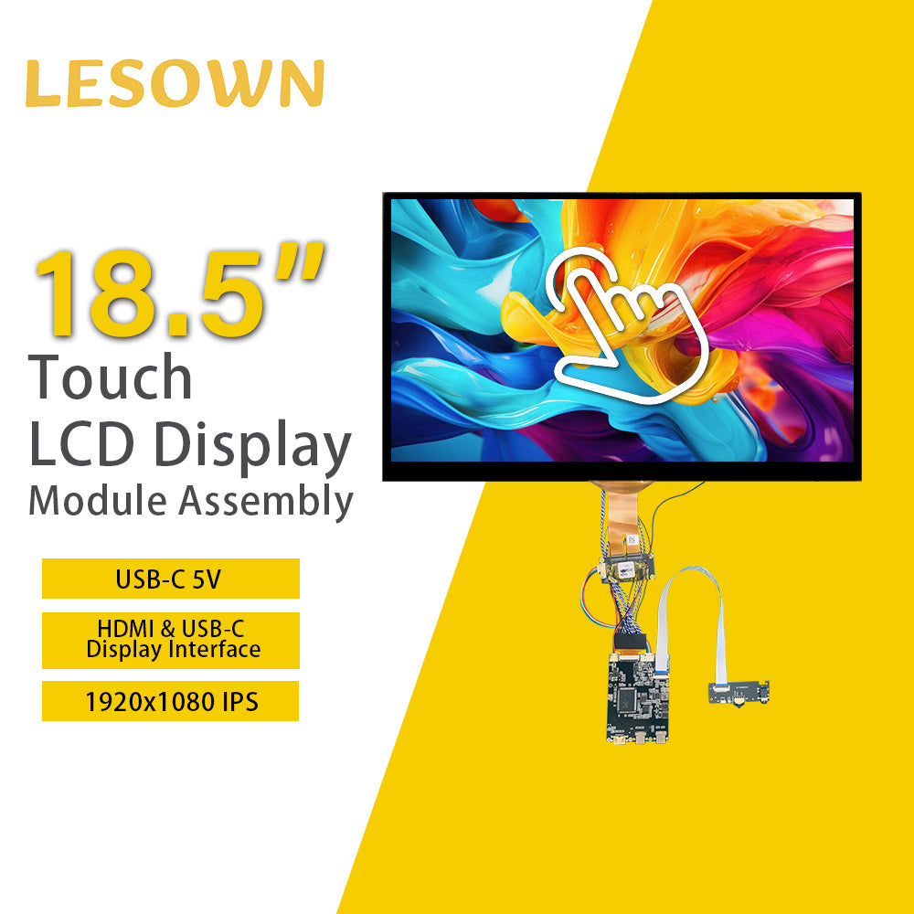 LESOWN M185-B01T 18.5 inch Touch Screen Module USB-C HDMI-compatible FHD 1920x1080 IPS LCD Panel 1200:1 Full Viewing Display for Computer