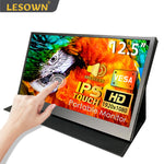 LESOWN P125GPS/P125GPT 12.5 inch Wide LCD Portable Monitor USB C Touchscreen Capacitive HDMI FHD 1920x1080 IPS Monitor Sub Screen for Gaming Computer