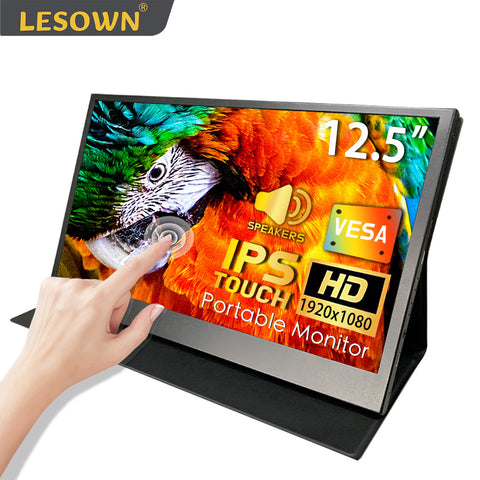 LESOWN 12.5 inch Wide LCD Portable Monitor USB C Touchscreen Capacitive HDMI FHD 1920x1080 IPS Monitor Sub Screen for Gaming Computer