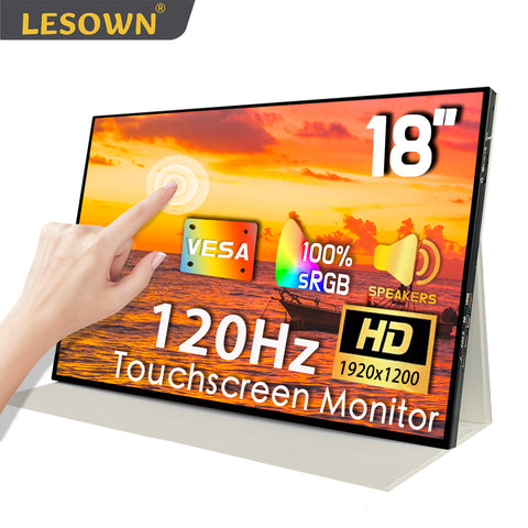 LESOWN P180G 18 inch 120Hz Portable USB C HDMI Monitor 1920x1200 Laptop Screen Extender