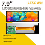LESOWN M79-A01S Long Bar Screen 7.84 inch Display HDMI USB Powered 400x1280 HD Resolution IPS LCD Panel 500cd/m2 High Brightness Module