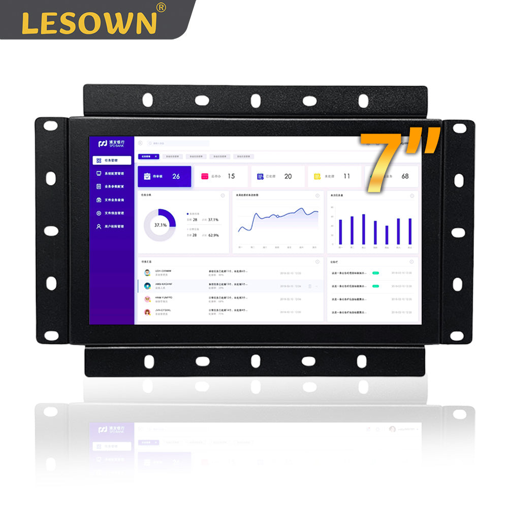 LESOWN E70-G02GBR 7 Inch Open Frame Laptop Touchscreen Monitor Industrial Embedded Display VGA/HDMI/AV/USB(touch) Interface 1024x600 IPS