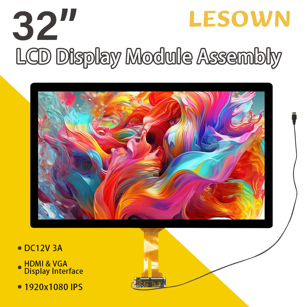 LESOWN M320-A01T 32 inch LCD Panel 1920x1080 IPS Full High Definition Touch Screen LVDS HMDI VGA DC12V 3A Display Module with Driver Board