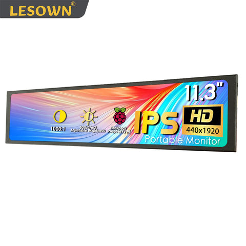 LESOWN P113C 11.3 inch Stretched Bar Display mini HDMI LCD IPS 440x1920 External Wide Long Monitor for PC Temperature Monitoring Aida64