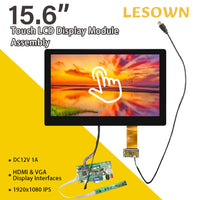 LESOWN M156-B01T 15.6 inch Laptop Screen 1920x1080 IPS HDMI VGA USB Touchscreen Display eDP 30PIN Interface LCD Panel Module for PC