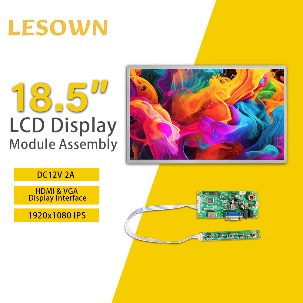 LESOWN M185-A01S Wide Screen 18.5 inch 1080P FHD 1200:1 Full Viewing HDMI VGA Interface Display Module for Intelligent Central Control