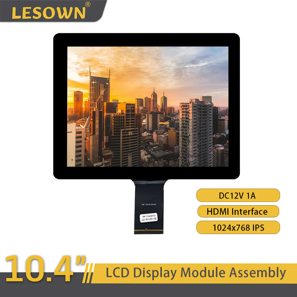 LESOWN M104-A01T 10.4 inch 1024x768 LCD Display 560cd/m2 LVDS 30PIN Touch Screen Capacitive IPS Small Assembly Module for Windows PC