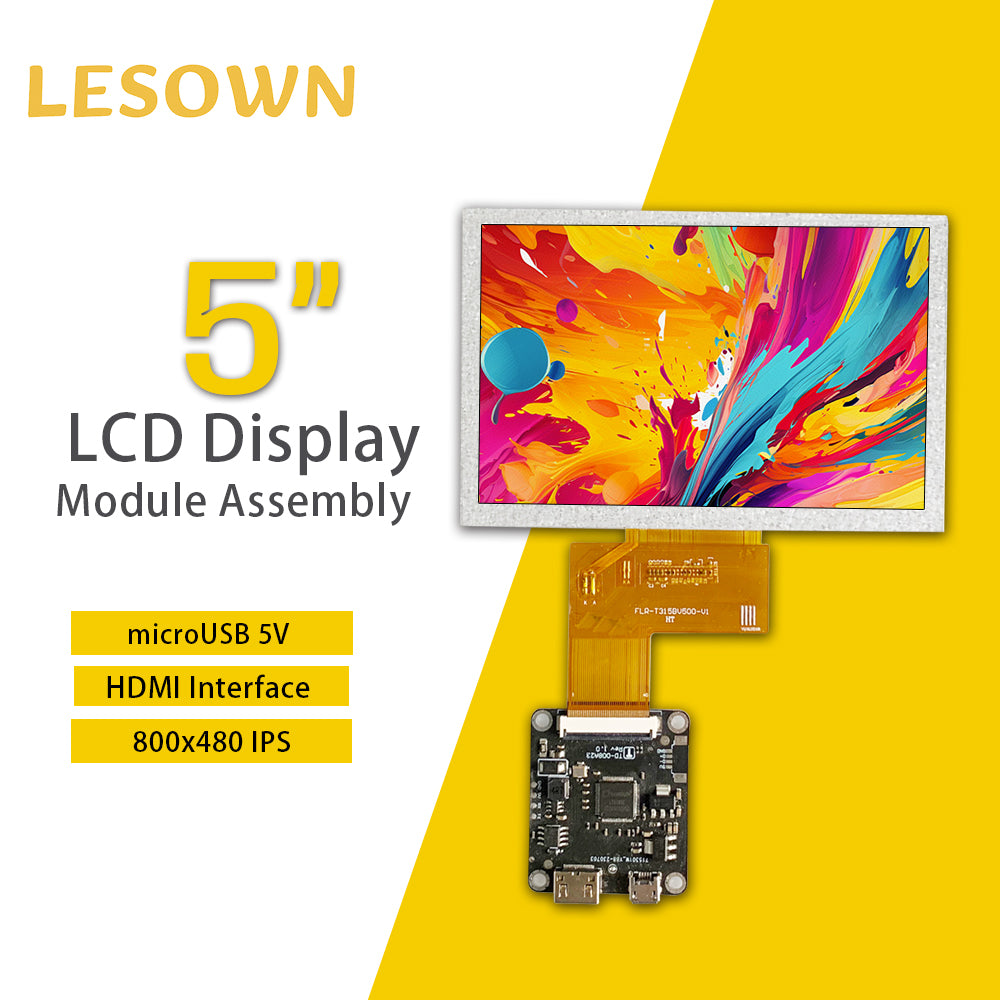 LESOWN M50-A01S 5 Inch LCD Screen 800x480 HD Resolution IPS TTL 40PIN HDMI-compatible Small mini DIsplay Module with Control Board for Camera Raspberry Pi