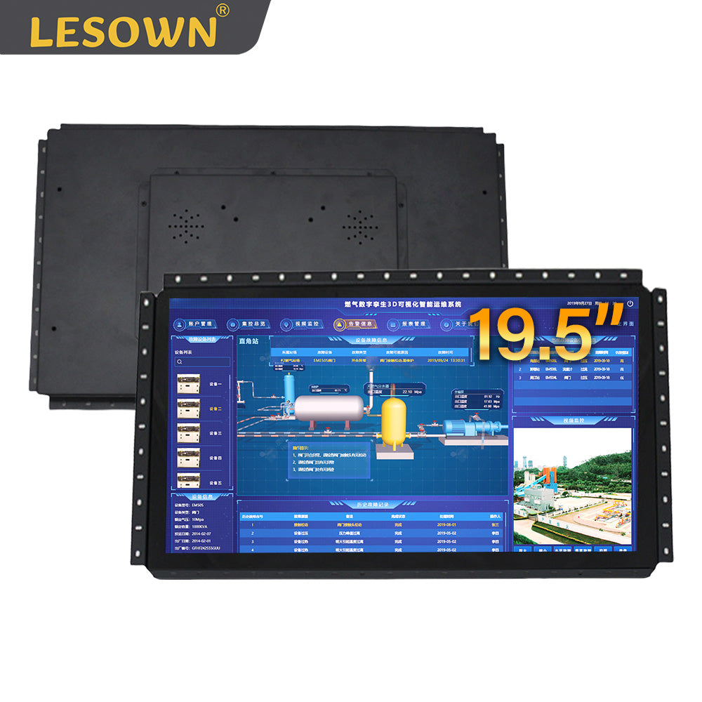 LESOWN E195-C01GBT Embedded Display 19.5'' Open Frame Monitor 1600x900 Touch Monitor with VGA/HDMI/Audio/USB(touch) for Factory Automation