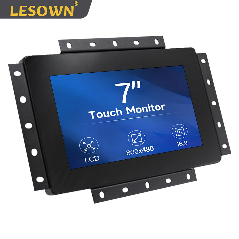 LESOWN E70-C01GBT Compact 7 Inch 800x480 LCD Open Frame Touchscreen Monitor Capacitive Touch Embedded Display 16:9 300cd/m2 60Hz for Laptop
