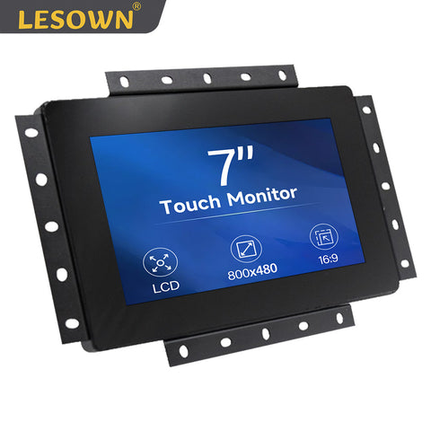 LESOWN E70-C01GBT Compact 7 Inch 800x480 LCD Open Frame Touchscreen Monitor Capacitive Touch Embedded Display 16:9 300cd/m2 60Hz for Laptop