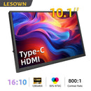 LESOWN P101DP P101DP-T 10.1inch 1280x800 IPS LCD Portable Display Mini Secondary Monitor USB‑C Side Screen Compact Display for Laptop Plug & Play