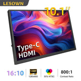 LESOWN P101DP P101DP-T 10.1inch 1280x800 IPS LCD Portable Display Mini Secondary Monitor USB‑C Side Screen Compact Display for Laptop Plug & Play
