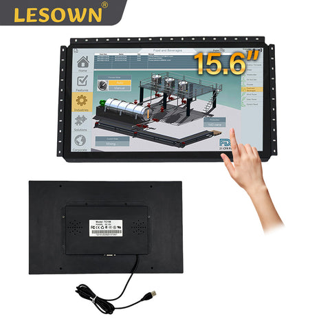 LESOWN E156-C01GBT Open Frame 15.6 Inch Embedded Display 1920x1080 IPS LCD Touch Monitor Panel Mount Wide Temperature Range (-20°C to 70°C)