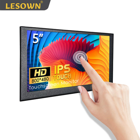 LESOWN P50C-T mini Monitor 5 inch IPS 800x480 LCD Touch Screen Display HDMI mini Sub Screen with Metal Shell for Laptop Windows PC