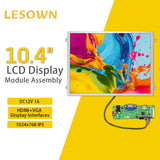 LESOWN M104-A01S Small Wide Screen 10.4 inch 560cd/m2 HD 1024x768 IPS LCD DIsplay HDMI VGA Ports Module for Medical Equipment PC Laptop