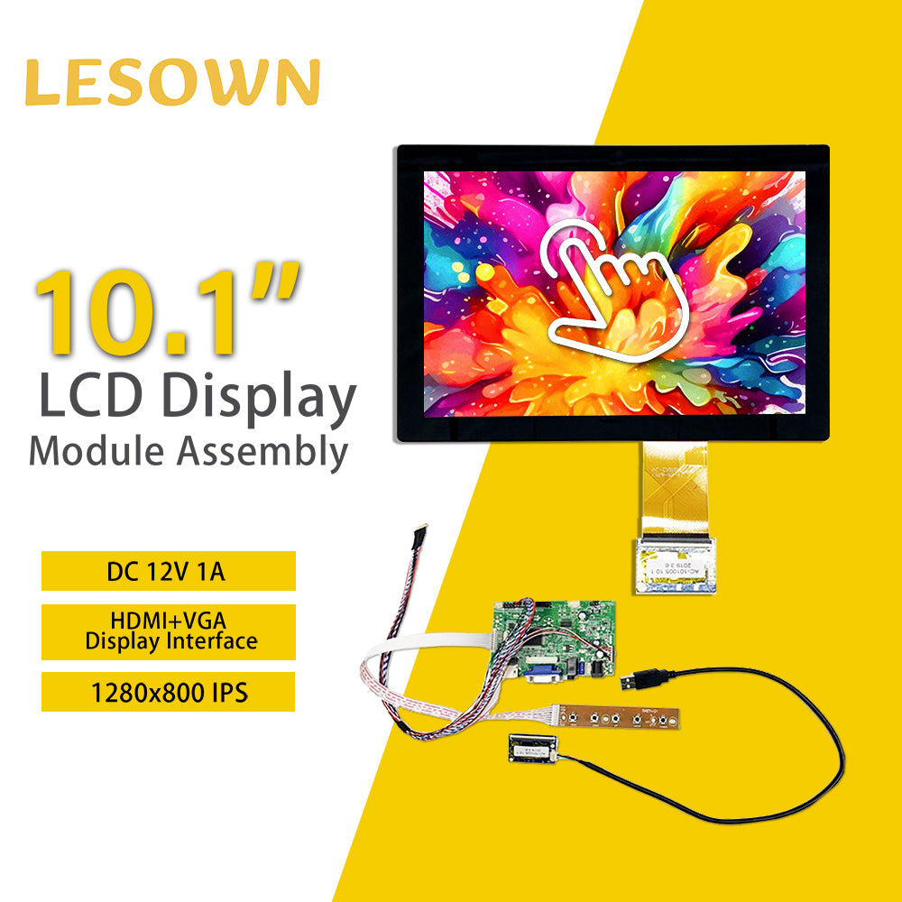 LESOWN M101-B01T Widescreen 10.1 inch Touch Display IPS 1280x800 HD Resolution LVDS HDMI VGA Interface LCD Screen Module for Computer