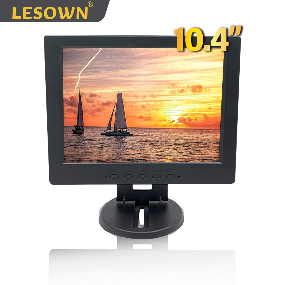 LESOWM N104 10.4 inch VGA Monitor Full HD 1024x768 LCD  Screen VESA Display with Speakers Plastic Shell Black White