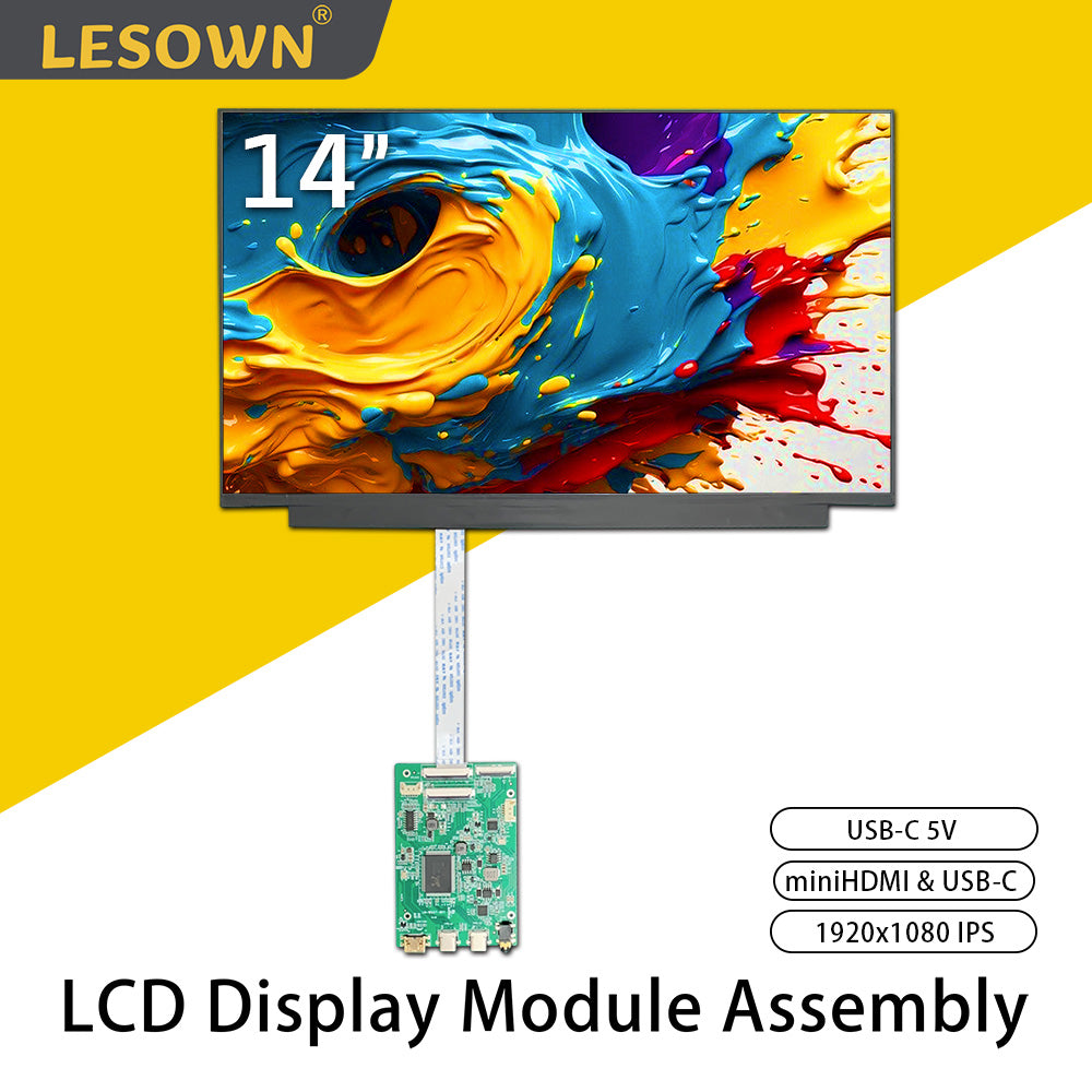 LESOWN M141-A01T  Ultrawide Long Strip Screen Display 14.1 inch mini HDMI USB-C 550x1920 IPS LCD Display Module for Aida64 Computer