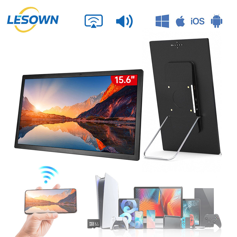 LESOWN P156KPM P185KPM Wireless 15.6 18.5 Inch FHD Portable Monitor Wireless Screen Projection Ideal for Streaming Movies and Reading Documents