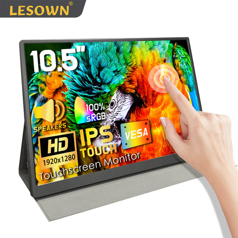 LESOWN 10.5 inch 100%sRGB Wide Touchscreen USB C 1080p Portable Monitor 1500:1 16:10 IPS Gaming Laptop PC Second Screen Monitor