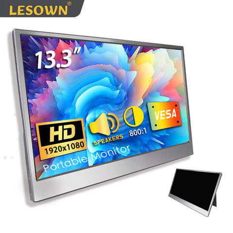 LESOWN P133KPS/P133KPT Wide Small Touchscreen Monitor 13.3 Inch  Display External Second Screen for PC Smart Phone