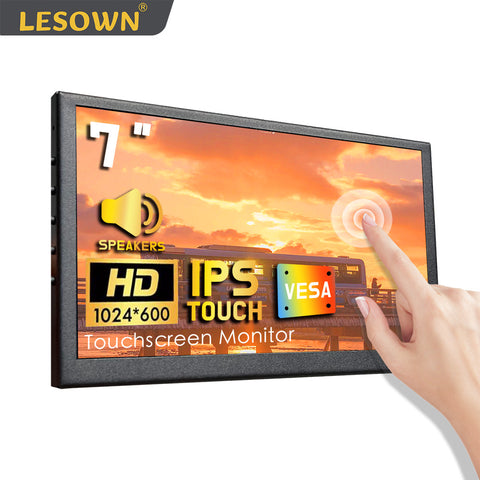 LESOWN P70C/P70C-T  inch mini LCD Display HDMI IPS 1024x600 IPS Touchscreen Extender with Speakers