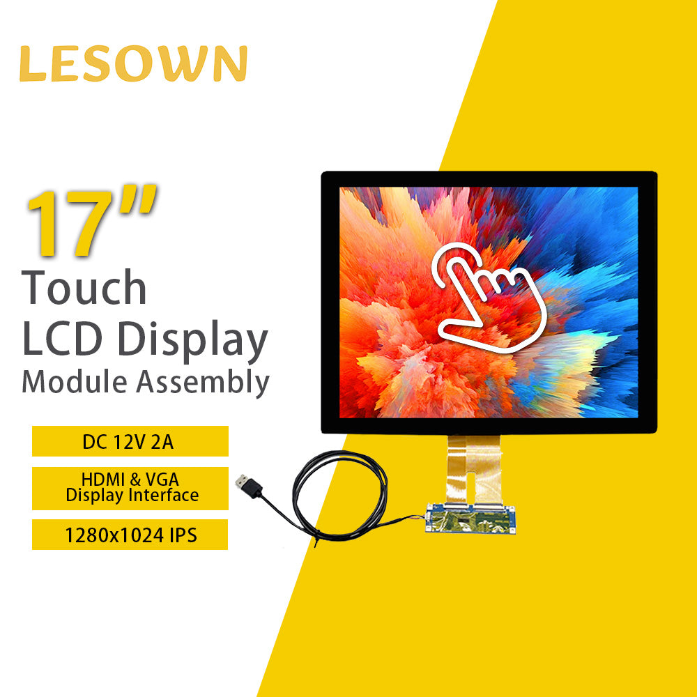 LESOWN M170-A01T 17 inch Touch Display Original LCD Screen 1280x1024 IPS High Resolution HDMI VGA Ports DC12V 2A Module with Driver Board