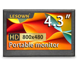 LESOWN P43C 4.3inch Small HDMI Portable Monitor  800×480with Speakers Portable Temperature Monitoring Display