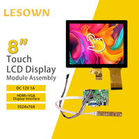 LESOWN M80-A01T Small Screen 8 inch HDMI VGA Ports 1024x768 TN Capacitive Touch Display LVDS Interface DC12V 1A Module for PC Printer