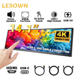 LESOWN P141GMT 14.1 inch 4K Long Bar Monitor Wide Touch USB C HDMI PC External Bar Monitor