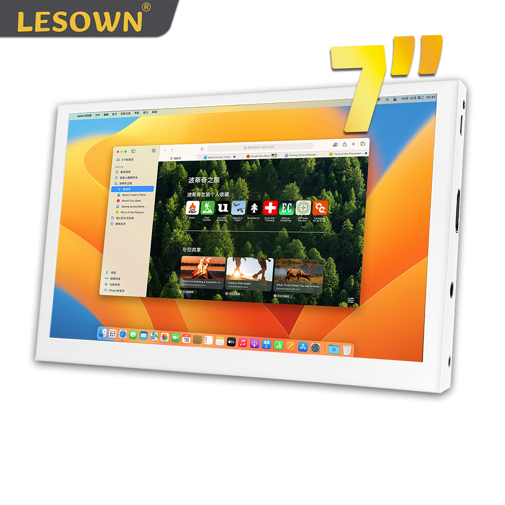 LESOWN P70CW-T Small HDMI USB Touchscreen 7 inch 1024x600 with Speakers Portable PC Monitor Screen