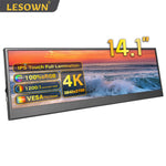 LESOWN P141GMS 14.1 inch Long Portable Monitor 4K Ultra Wide USB C HDMI IPS Laptop PC External LCD Monitor