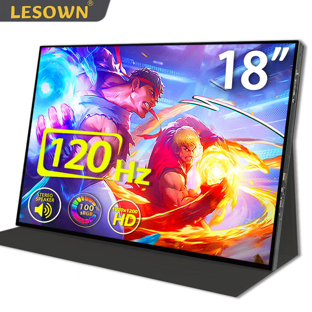 LESOWN P180GPR P180GPTR 18 inch 120Hz Portable USB C HDMI Monitor 1920x1200 Laptop Screen Extender