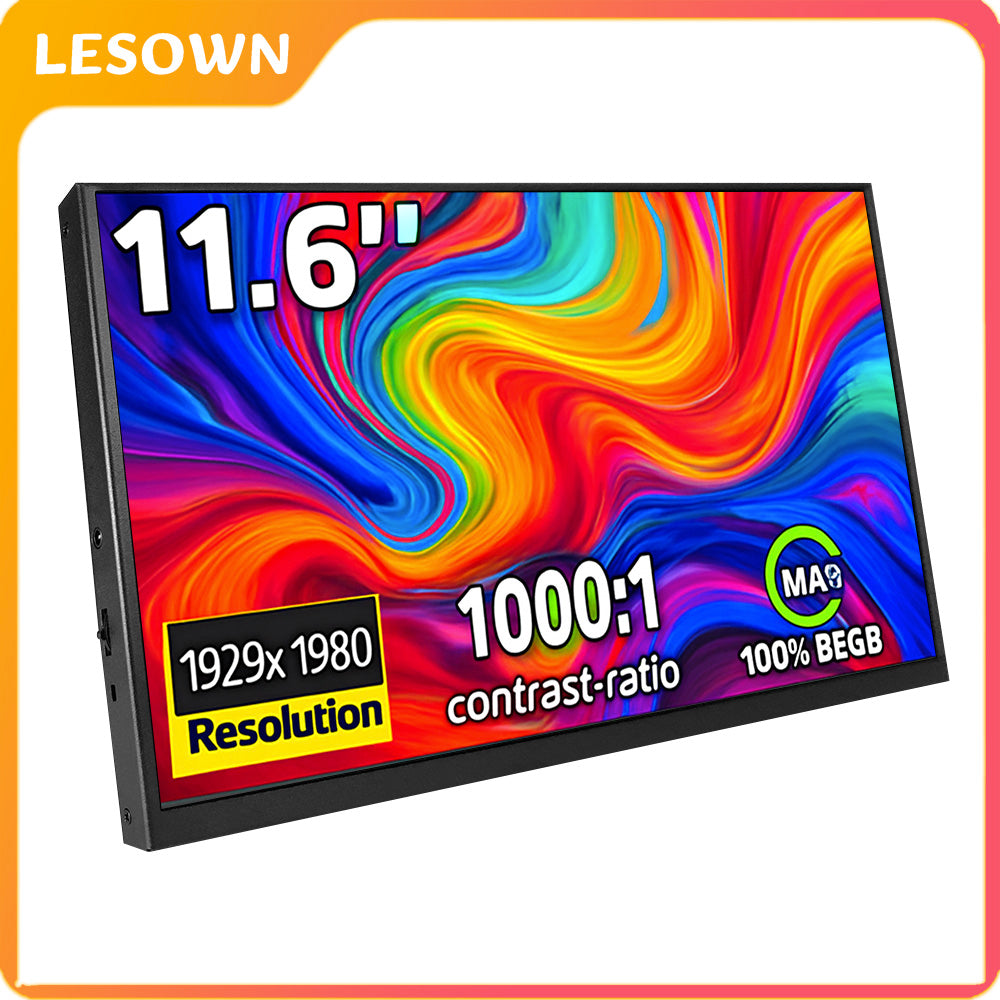 LESOWN P116GPS/P116GPT 11.6 inch Small Portable Monitor Touch FHD 1080P HDMI USB Type C Extend Portable Display