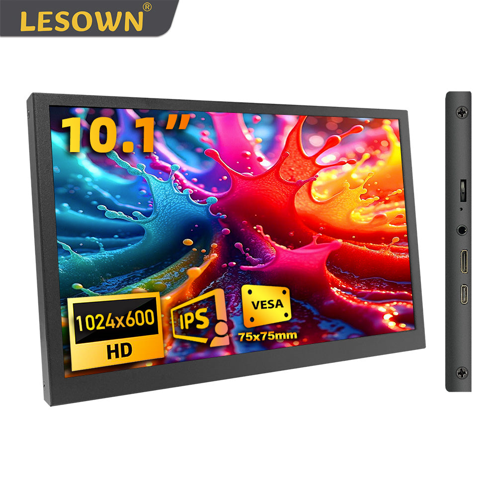 LESOWN P101D-T Small USB C 10.1 inch Monitor 1024x600 Touchscreen Display Aida64 PC Temperature Monitoring