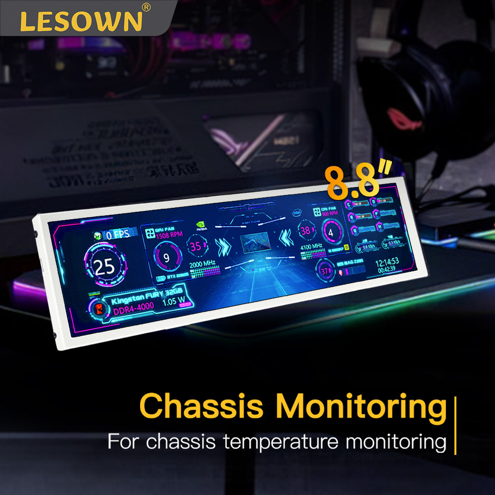 LESOWN P88W Stretched Monitor 8.8 inch IPS widescreen 480x1920 Portable Monitor Laptop PC Screen Extender