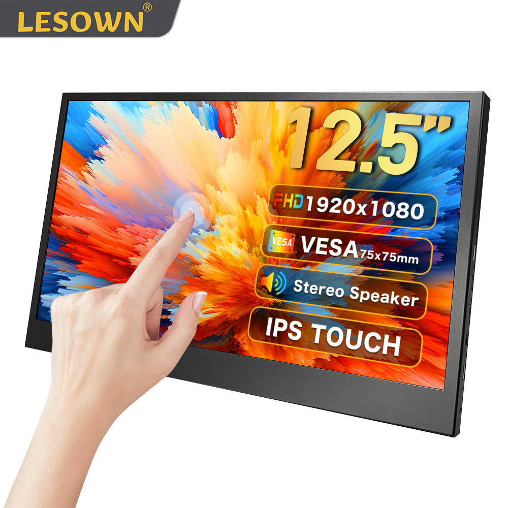 LESOWN P125GPS/P125GPT 12.5 inch LCD Portable Monitor USB C HDMI Capacitive Touchs IPS Display for Gaming Computer