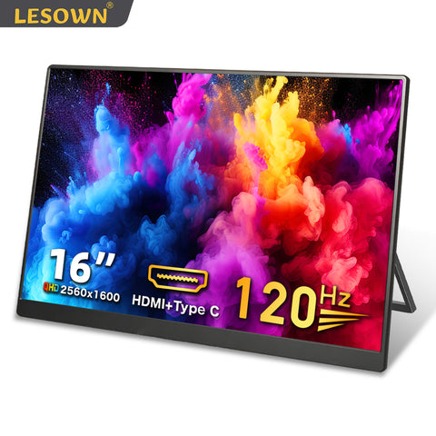 LESOWN P160KHR 16 inch Gaming Monitor 120Hz 2.5K  Display USB-C HDMI 16:10 Ultra Slim Portable Monitor