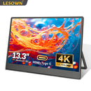 LESOWN P133K 13.3 inch 4K Portable Monitor UHD 3840x2160 IPS LCD Touchscreen VESA Extension Display for XBox PS4/5 Switch PC Laptop