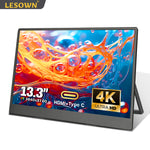 LESOWN P133K 13.3 inch 4K Portable Monitor UHD 3840x2160 IPS LCD Touchscreen VESA Extension Display for XBox PS4/5 Switch PC Laptop