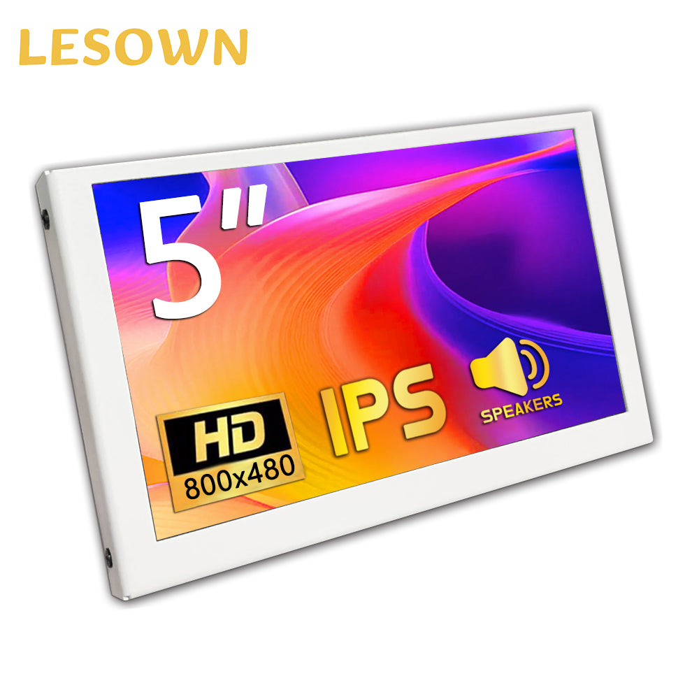 LESOWN P50CW 5-inch Mini Monitor Small White LCD Display: Portable Second Screen for Laptops