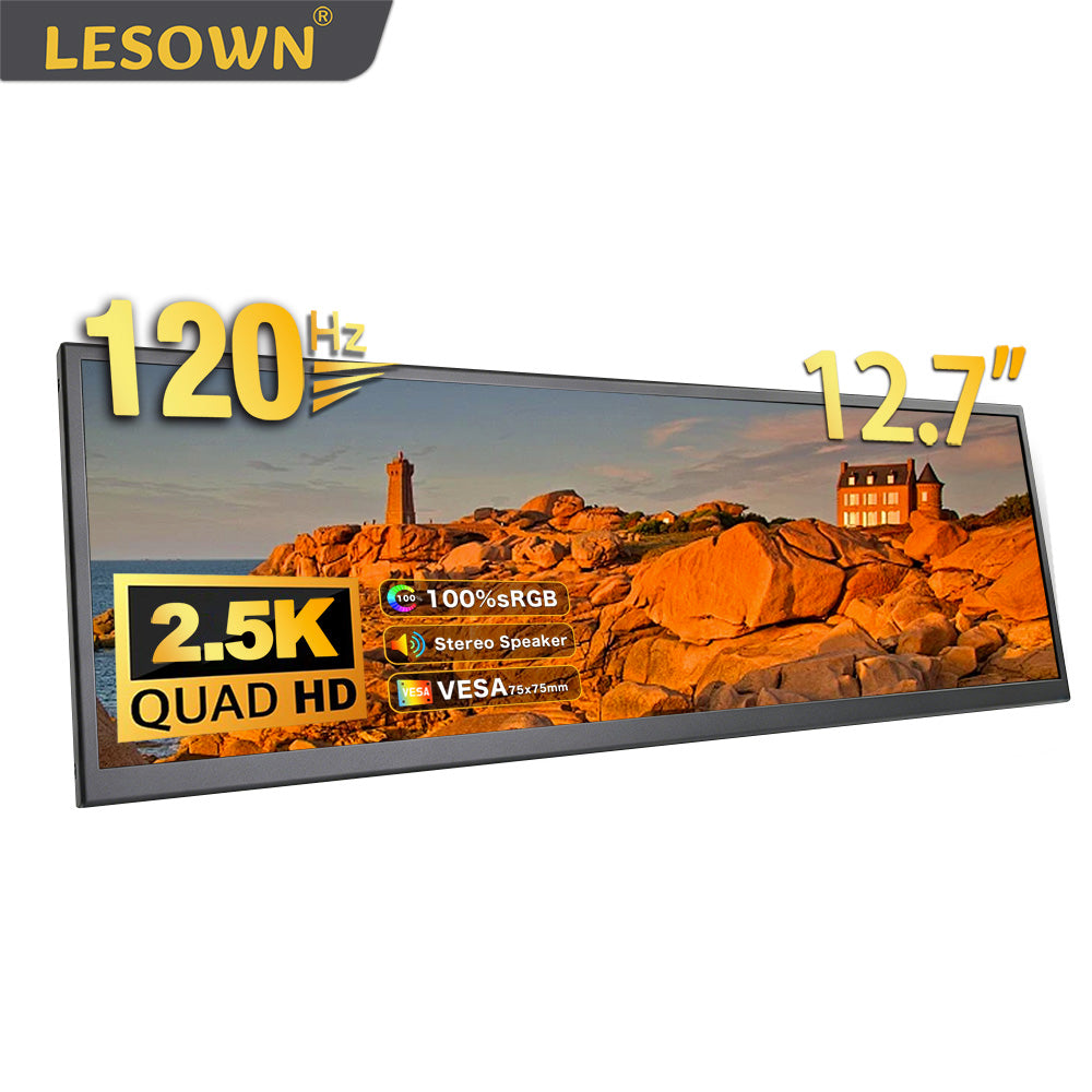 LESOWN P127GHR 12.7 inch Stretched Bar Monitor 100%sRGB 120Hz 2880x864 IPS DIY Strip Secondary Monitor