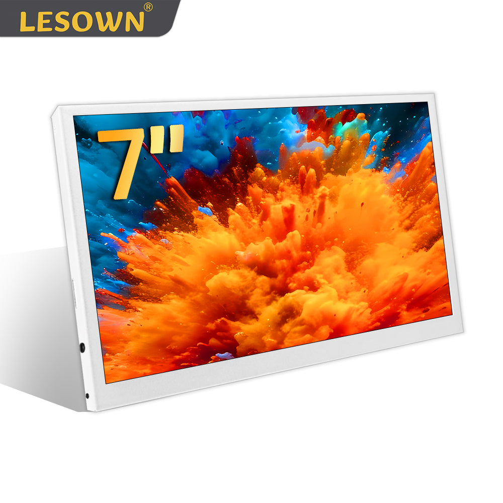 LESOWN P70CW White Small HDMI LCD Portable Monitor 7.0inch IPS Display Dual Speakers Audio Jack