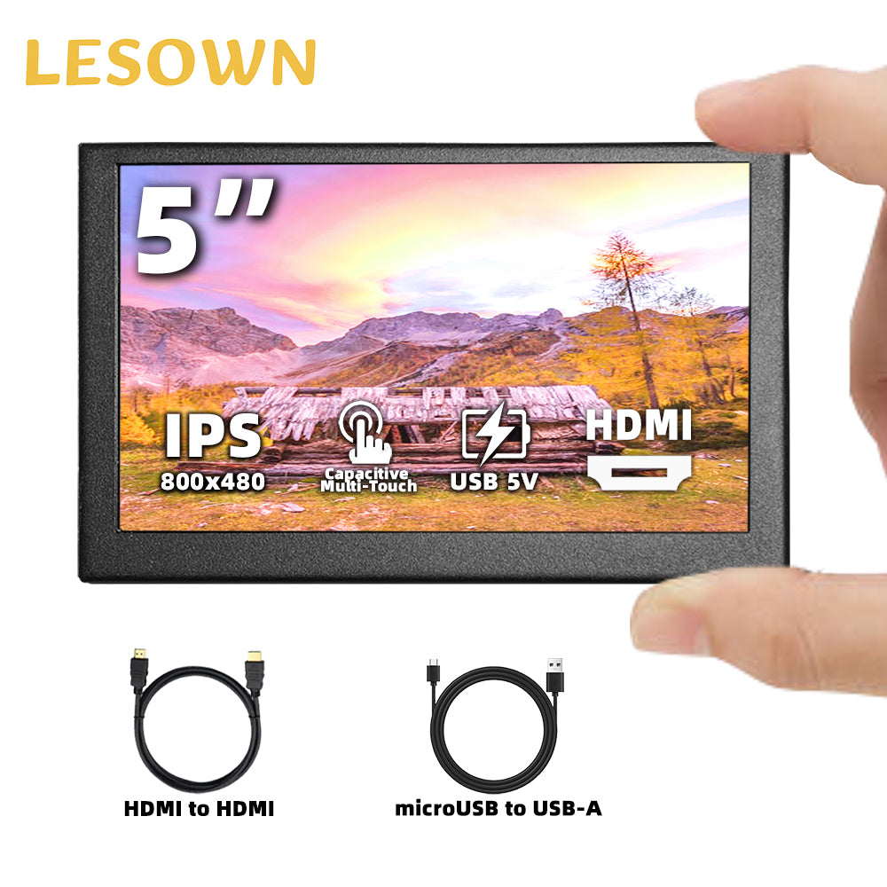 LESOWN P50C-T mini Monitor 5 inch IPS 800x480 LCD Touch Screen Display HDMI mini Sub Screen