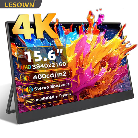 LESOWN P156K UHD 3840x2160 USB C HDMI 4K Touchscreen LCD Monitor 15.6 inch Portable External IPS Secondary Screen Laptop PC Display