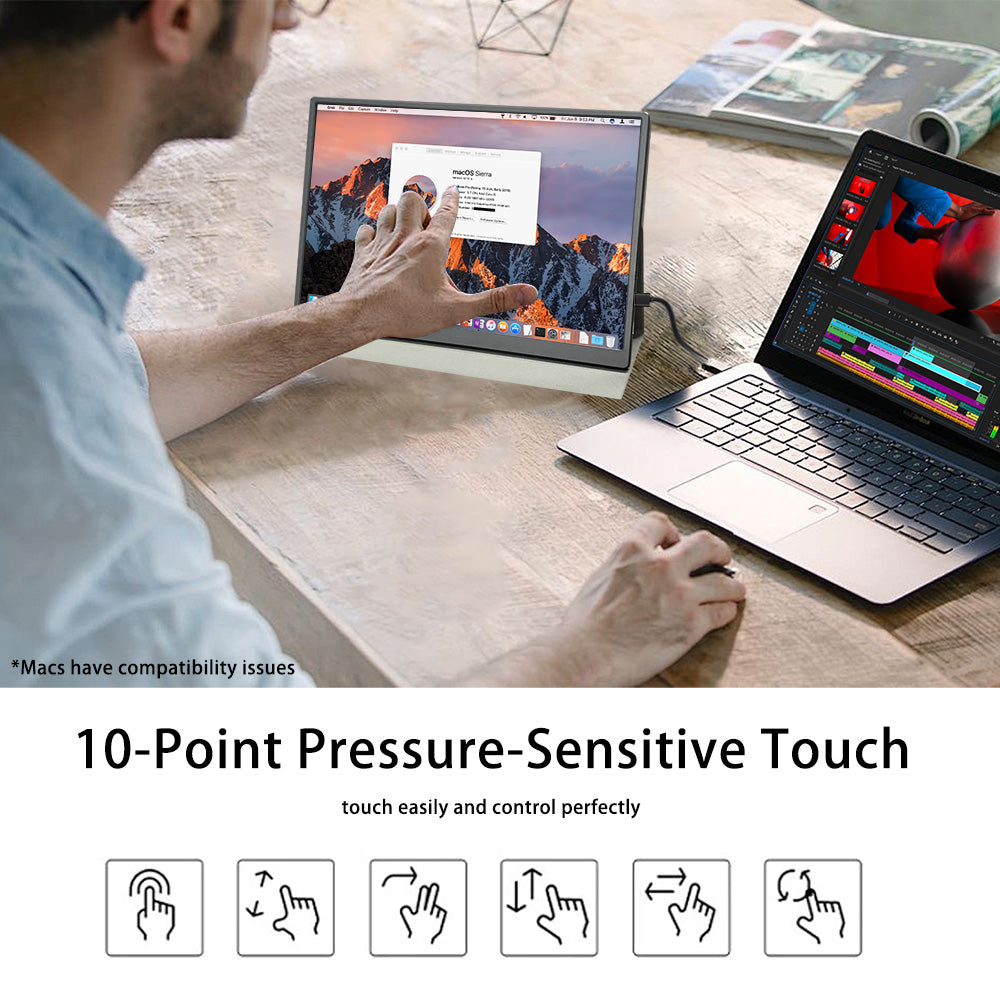 LESOWN P105KPT/P105KPS 10.5 inch 100%sRGB USB C Portable Monitor 1500:1 16:10 IPS Gaming Laptop PC Second Monitor